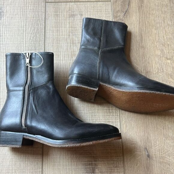 Free People Luna Black Leather Ankle Boot US 7.5 - Picture 2 of 6